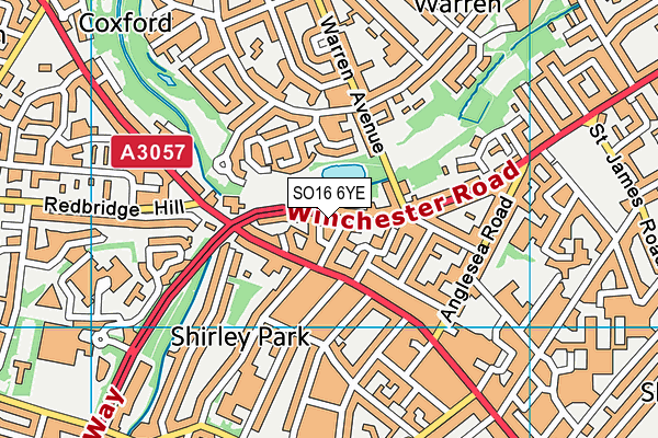 SO16 6YE map - OS VectorMap District (Ordnance Survey) SO16 6YE map - OS VectorMap District (Ordnance Survey)