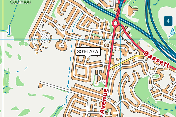 SO16 7GW map - OS VectorMap District (Ordnance Survey) SO16 7GW map - OS VectorMap District (Ordnance Survey)