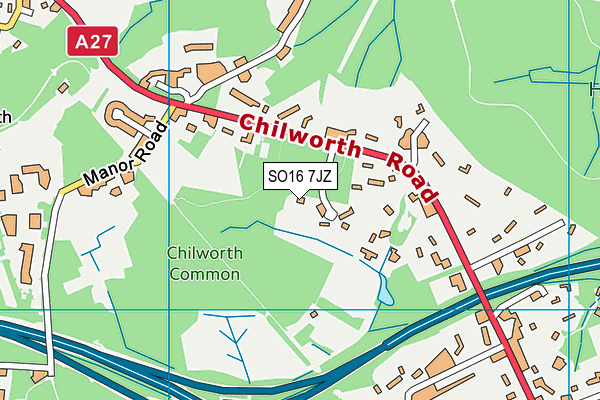 SO16 7JZ map - OS VectorMap District (Ordnance Survey)