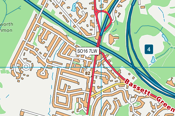 SO16 7LW map - OS VectorMap District (Ordnance Survey) SO16 7LW map - OS VectorMap District (Ordnance Survey)