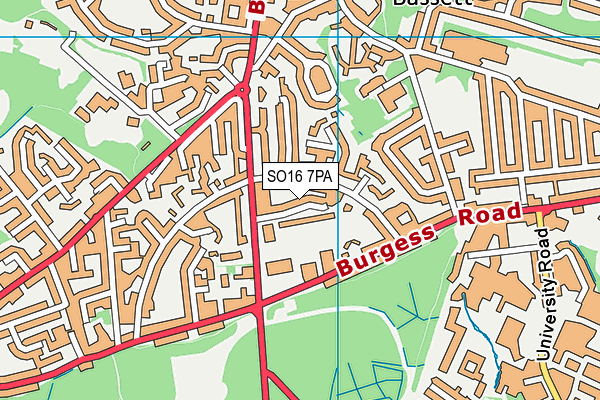 SO16 7PA map - OS VectorMap District (Ordnance Survey) SO16 7PA map - OS VectorMap District (Ordnance Survey)