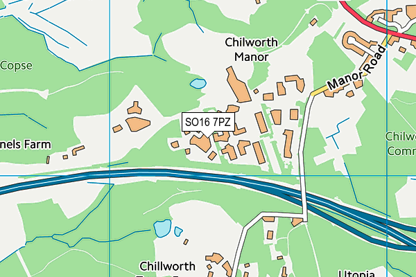 SO16 7PZ map - OS VectorMap District (Ordnance Survey) SO16 7PZ map - OS VectorMap District (Ordnance Survey)