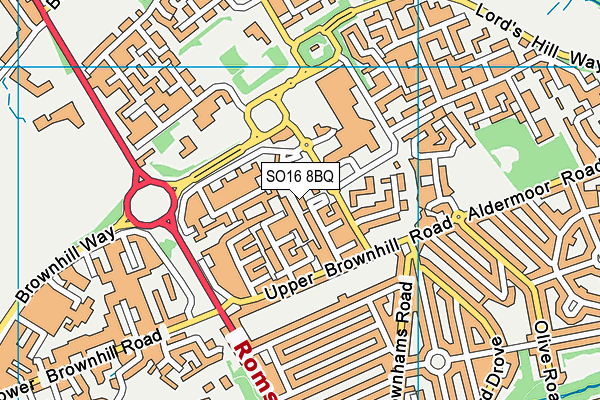 SO16 8BQ map - OS VectorMap District (Ordnance Survey) SO16 8BQ map - OS VectorMap District (Ordnance Survey)