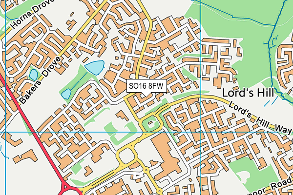 SO16 8FW map - OS VectorMap District (Ordnance Survey) SO16 8FW map - OS VectorMap District (Ordnance Survey)