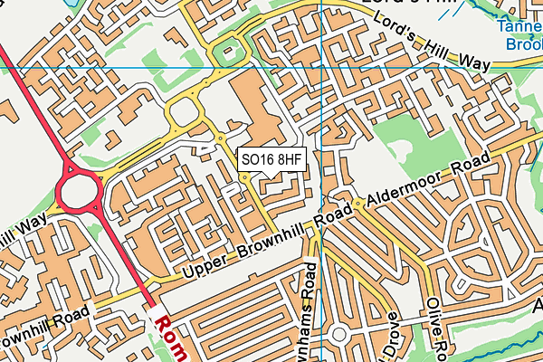 SO16 8HF map - OS VectorMap District (Ordnance Survey) SO16 8HF map - OS VectorMap District (Ordnance Survey)