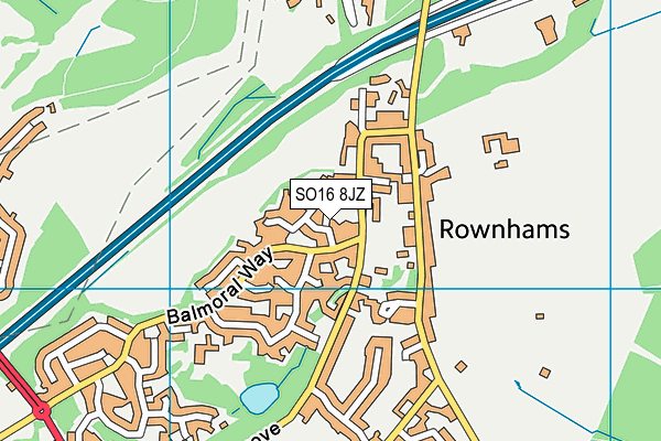 SO16 8JZ map - OS VectorMap District (Ordnance Survey) SO16 8JZ map - OS VectorMap District (Ordnance Survey)