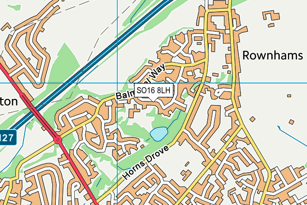 SO16 8LH map - OS VectorMap District (Ordnance Survey) SO16 8LH map - OS VectorMap District (Ordnance Survey)