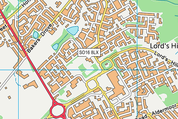 SO16 8LX map - OS VectorMap District (Ordnance Survey) SO16 8LX map - OS VectorMap District (Ordnance Survey)