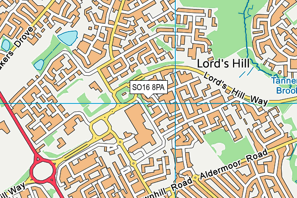 SO16 8PA map - OS VectorMap District (Ordnance Survey) SO16 8PA map - OS VectorMap District (Ordnance Survey)