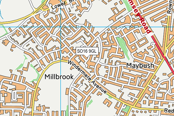 SO16 9GL map - OS VectorMap District (Ordnance Survey) SO16 9GL map - OS VectorMap District (Ordnance Survey)