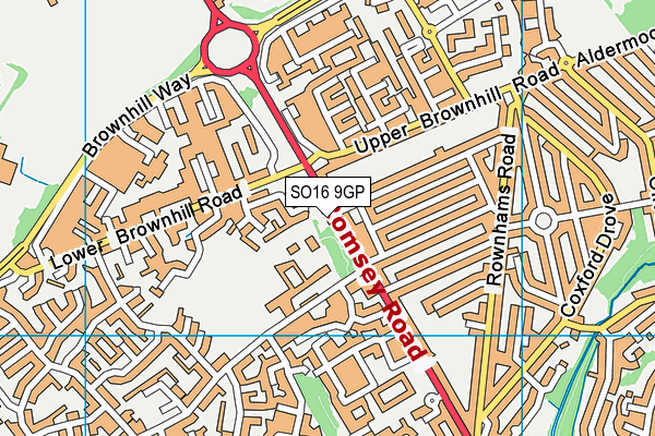 SO16 9GP map - OS VectorMap District (Ordnance Survey) SO16 9GP map - OS VectorMap District (Ordnance Survey)