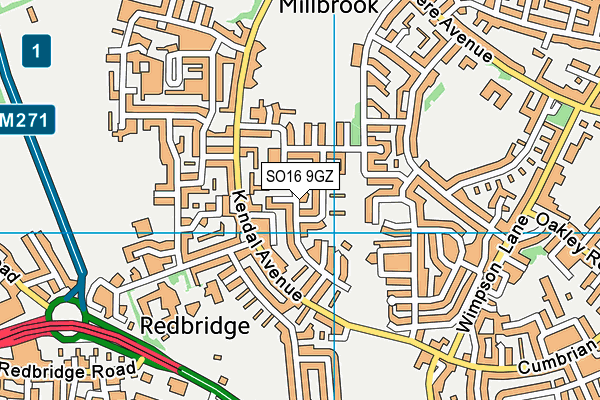 SO16 9GZ map - OS VectorMap District (Ordnance Survey) SO16 9GZ map - OS VectorMap District (Ordnance Survey)