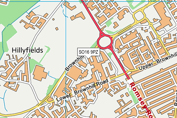 SO16 9PZ map - OS VectorMap District (Ordnance Survey) SO16 9PZ map - OS VectorMap District (Ordnance Survey)