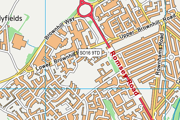 SO16 9TD map - OS VectorMap District (Ordnance Survey) SO16 9TD map - OS VectorMap District (Ordnance Survey)