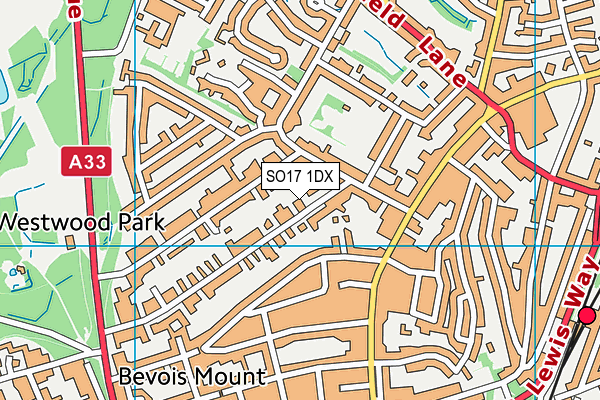 SO17 1DX map - OS VectorMap District (Ordnance Survey) SO17 1DX map - OS VectorMap District (Ordnance Survey)