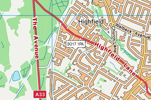 SO17 1PA map - OS VectorMap District (Ordnance Survey) SO17 1PA map - OS VectorMap District (Ordnance Survey)