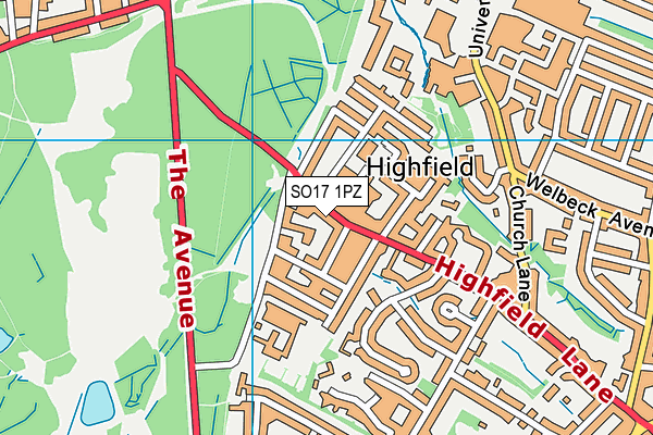 SO17 1PZ map - OS VectorMap District (Ordnance Survey) SO17 1PZ map - OS VectorMap District (Ordnance Survey)