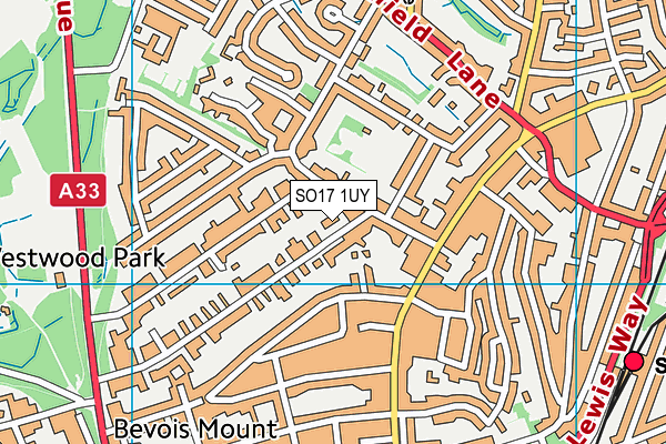 SO17 1UY map - OS VectorMap District (Ordnance Survey) SO17 1UY map - OS VectorMap District (Ordnance Survey)