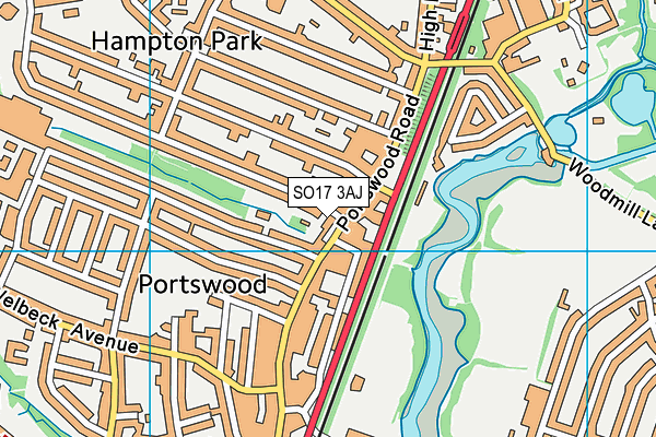 SO17 3AJ map - OS VectorMap District (Ordnance Survey) SO17 3AJ map - OS VectorMap District (Ordnance Survey)