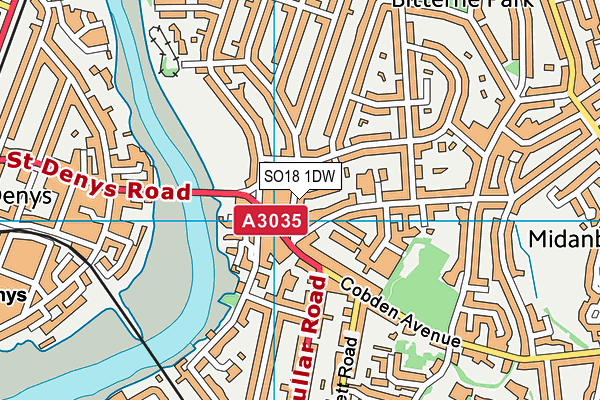 SO18 1DW map - OS VectorMap District (Ordnance Survey) SO18 1DW map - OS VectorMap District (Ordnance Survey)