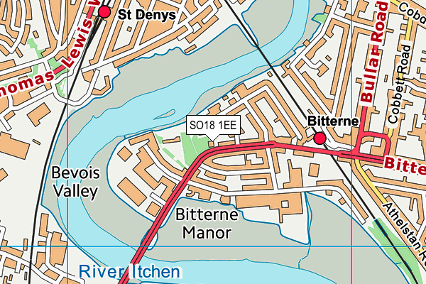 SO18 1EE map - OS VectorMap District (Ordnance Survey) SO18 1EE map - OS VectorMap District (Ordnance Survey)