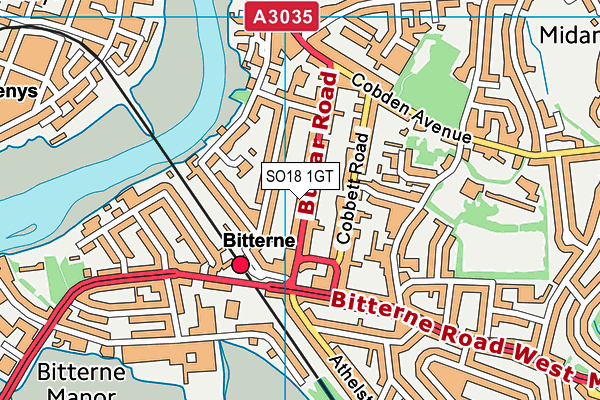 SO18 1GT map - OS VectorMap District (Ordnance Survey) SO18 1GT map - OS VectorMap District (Ordnance Survey)