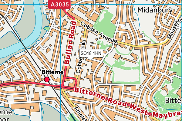 SO18 1HN map - OS VectorMap District (Ordnance Survey) SO18 1HN map - OS VectorMap District (Ordnance Survey)