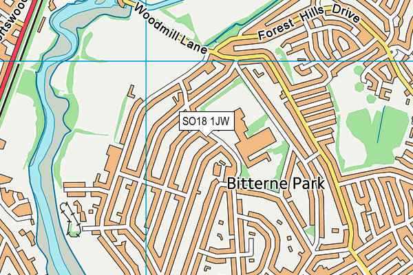 SO18 1JW map - OS VectorMap District (Ordnance Survey) SO18 1JW map - OS VectorMap District (Ordnance Survey)