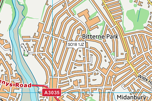 SO18 1JZ map - OS VectorMap District (Ordnance Survey) SO18 1JZ map - OS VectorMap District (Ordnance Survey)