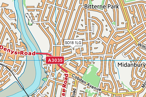 SO18 1LG map - OS VectorMap District (Ordnance Survey) SO18 1LG map - OS VectorMap District (Ordnance Survey)