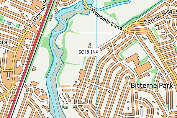 SO18 1NX map - OS VectorMap District (Ordnance Survey) SO18 1NX map - OS VectorMap District (Ordnance Survey)