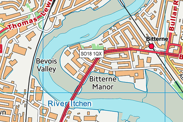 SO18 1QX map - OS VectorMap District (Ordnance Survey) SO18 1QX map - OS VectorMap District (Ordnance Survey)