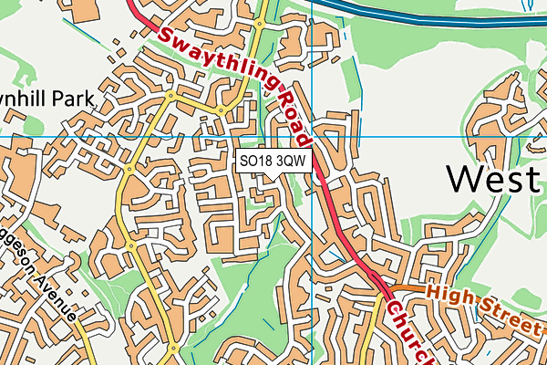 SO18 3QW map - OS VectorMap District (Ordnance Survey) SO18 3QW map - OS VectorMap District (Ordnance Survey)