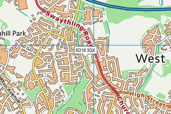 SO18 3QX map - OS VectorMap District (Ordnance Survey) SO18 3QX map - OS VectorMap District (Ordnance Survey)
