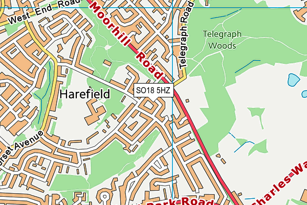 SO18 5HZ map - OS VectorMap District (Ordnance Survey) SO18 5HZ map - OS VectorMap District (Ordnance Survey)