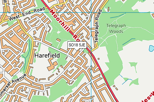 SO18 5JE map - OS VectorMap District (Ordnance Survey) SO18 5JE map - OS VectorMap District (Ordnance Survey)