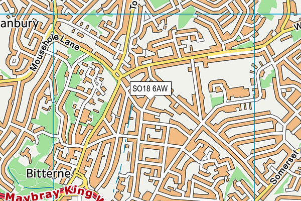 SO18 6AW map - OS VectorMap District (Ordnance Survey) SO18 6AW map - OS VectorMap District (Ordnance Survey)