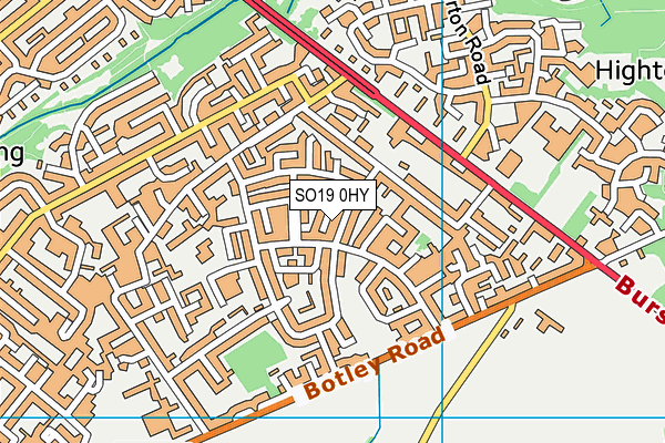 SO19 0HY map - OS VectorMap District (Ordnance Survey) SO19 0HY map - OS VectorMap District (Ordnance Survey)