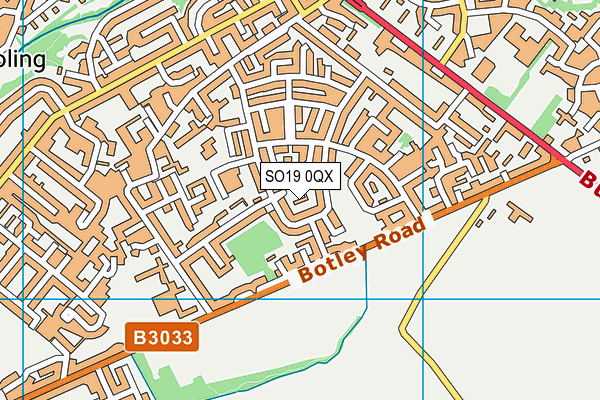 SO19 0QX map - OS VectorMap District (Ordnance Survey) SO19 0QX map - OS VectorMap District (Ordnance Survey)