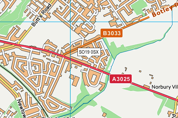 SO19 0SX map - OS VectorMap District (Ordnance Survey) SO19 0SX map - OS VectorMap District (Ordnance Survey)