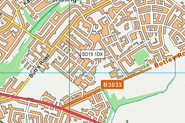 SO19 1DX map - OS VectorMap District (Ordnance Survey) SO19 1DX map - OS VectorMap District (Ordnance Survey)