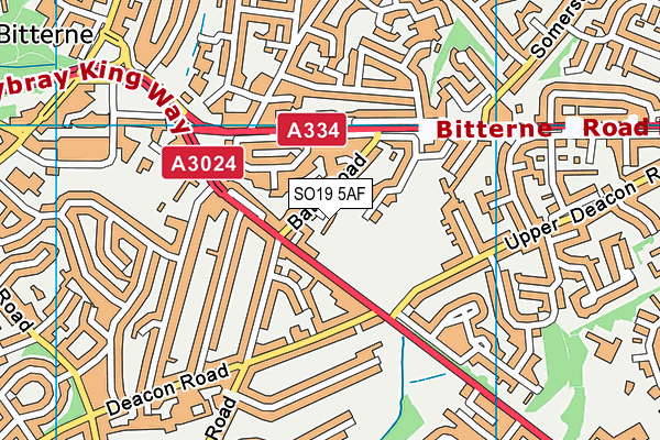 SO19 5AF map - OS VectorMap District (Ordnance Survey) SO19 5AF map - OS VectorMap District (Ordnance Survey)