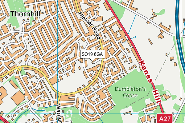 SO19 6GA map - OS VectorMap District (Ordnance Survey) SO19 6GA map - OS VectorMap District (Ordnance Survey)