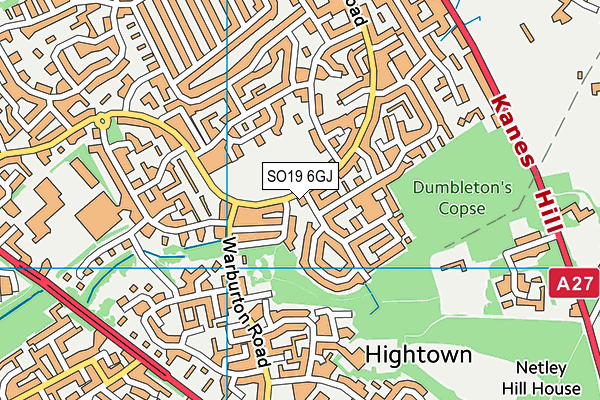 SO19 6GJ map - OS VectorMap District (Ordnance Survey) SO19 6GJ map - OS VectorMap District (Ordnance Survey)