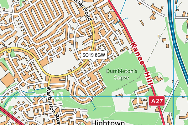 SO19 6GW map - OS VectorMap District (Ordnance Survey) SO19 6GW map - OS VectorMap District (Ordnance Survey)