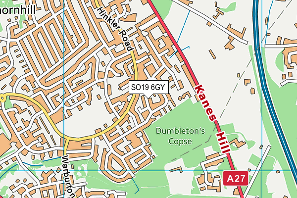 SO19 6GY map - OS VectorMap District (Ordnance Survey) SO19 6GY map - OS VectorMap District (Ordnance Survey)
