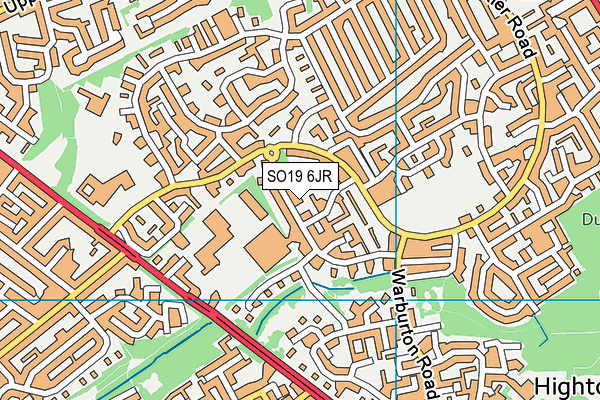 SO19 6JR map - OS VectorMap District (Ordnance Survey) SO19 6JR map - OS VectorMap District (Ordnance Survey)