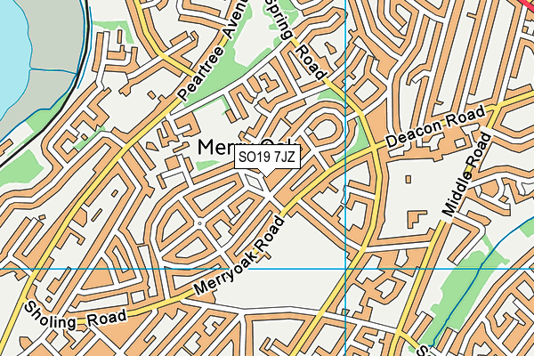 SO19 7JZ map - OS VectorMap District (Ordnance Survey) SO19 7JZ map - OS VectorMap District (Ordnance Survey)