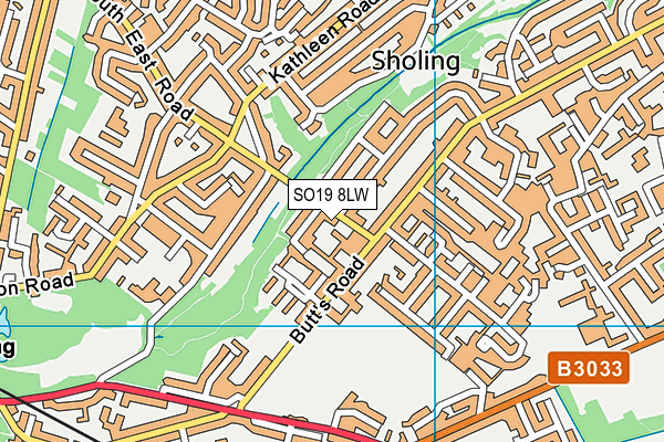 SO19 8LW map - OS VectorMap District (Ordnance Survey) SO19 8LW map - OS VectorMap District (Ordnance Survey)