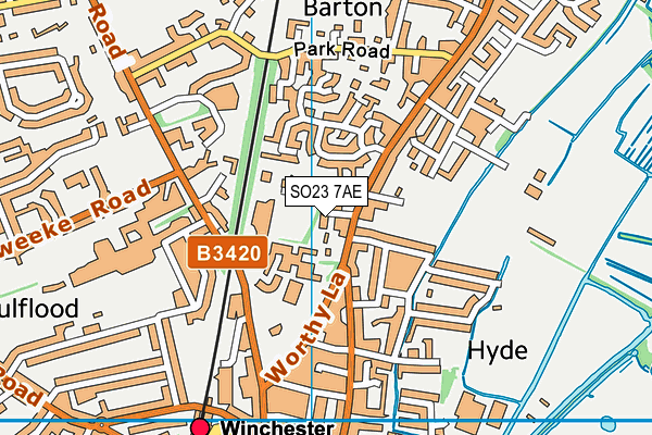 SO23 7AE map - OS VectorMap District (Ordnance Survey) SO23 7AE map - OS VectorMap District (Ordnance Survey)